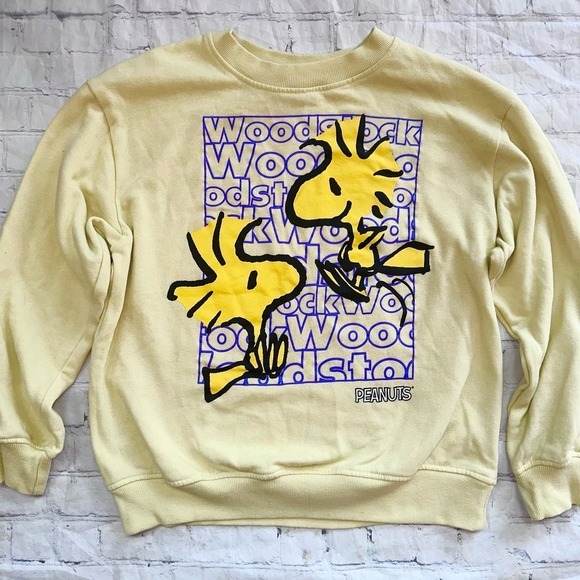 NWOT Girl’s Junior Medium Peanuts Woodstock Graphic LS Pullover Sweatshirt - Picture 1 of 5